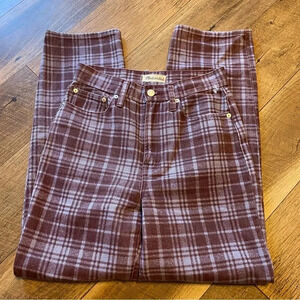 Madewell Girly Academia High Waisted Purple Plaid Retro Jeans BB